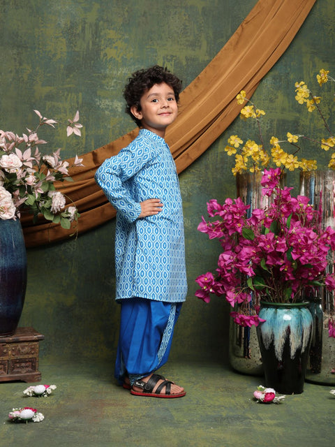 Saka Designs Boys' Blue Kurta with Dhoti Set | Traditional Ethnic Wear for Festivals