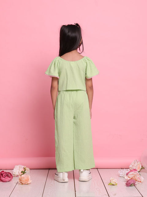 trendy-green-girls-co-ord-set-with-flared-sleeve-top-wide-leg-pants-summer-outfit-by-saka-designs