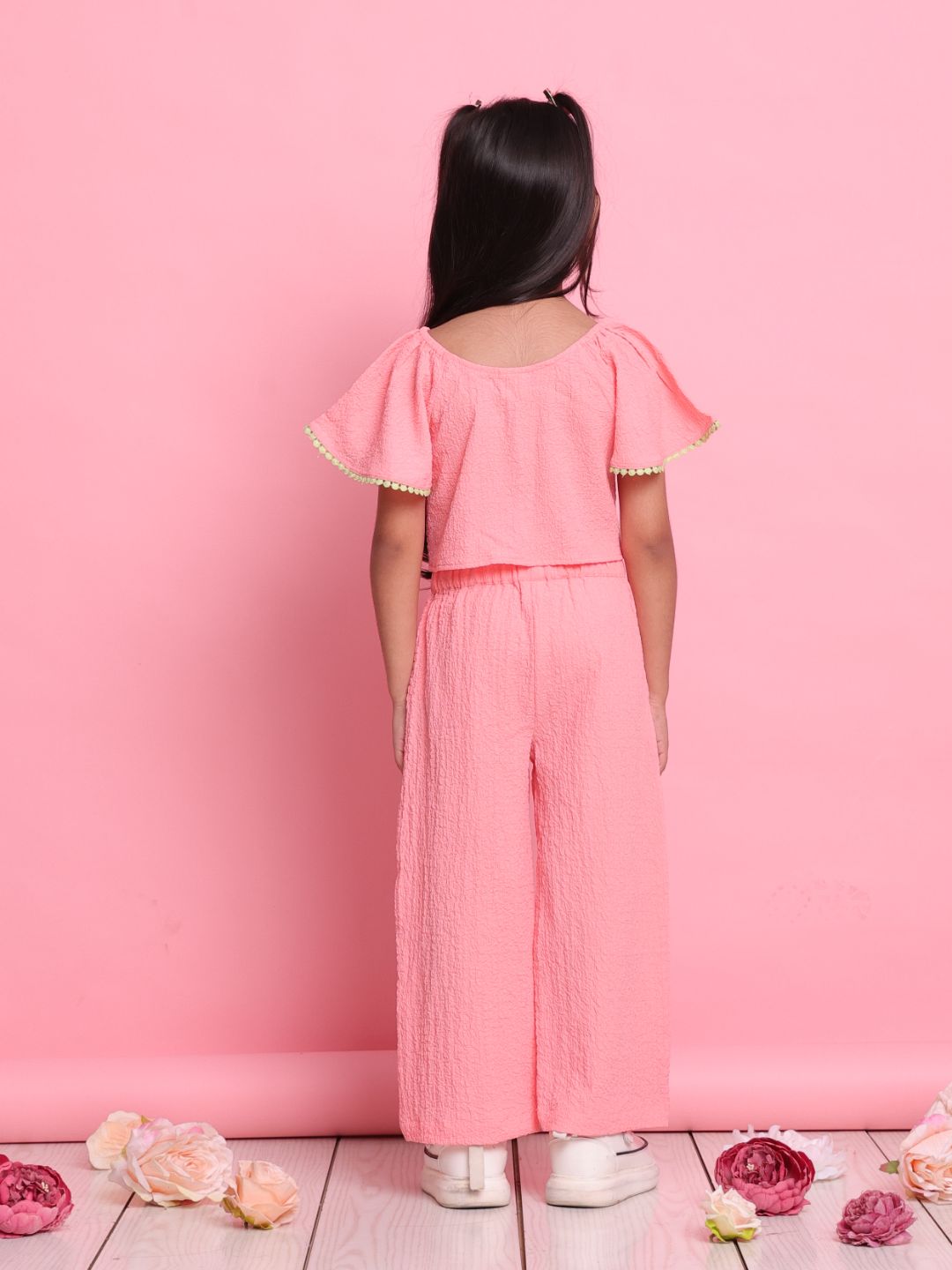 girls-peach-co-ord-set-with-flared-sleeve-top-wide-leg-pants-summer-casual-outfit