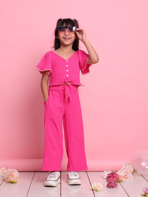 saka-designs-girls-magenta-co-ord-set-flared-sleeve-top-wide-leg-pants-summer-casual-outfit