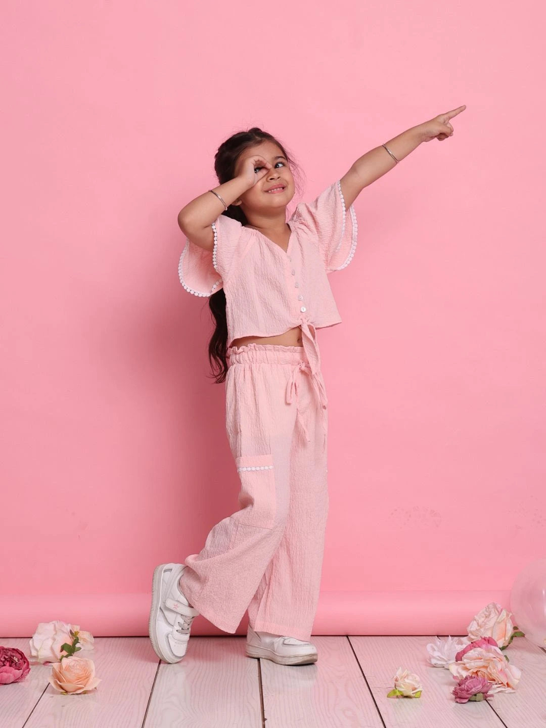 chic-light-peach-girls-co-ord-set-with-front-knot-top-relaxed-trousers-summer-wear-by-saka-designs