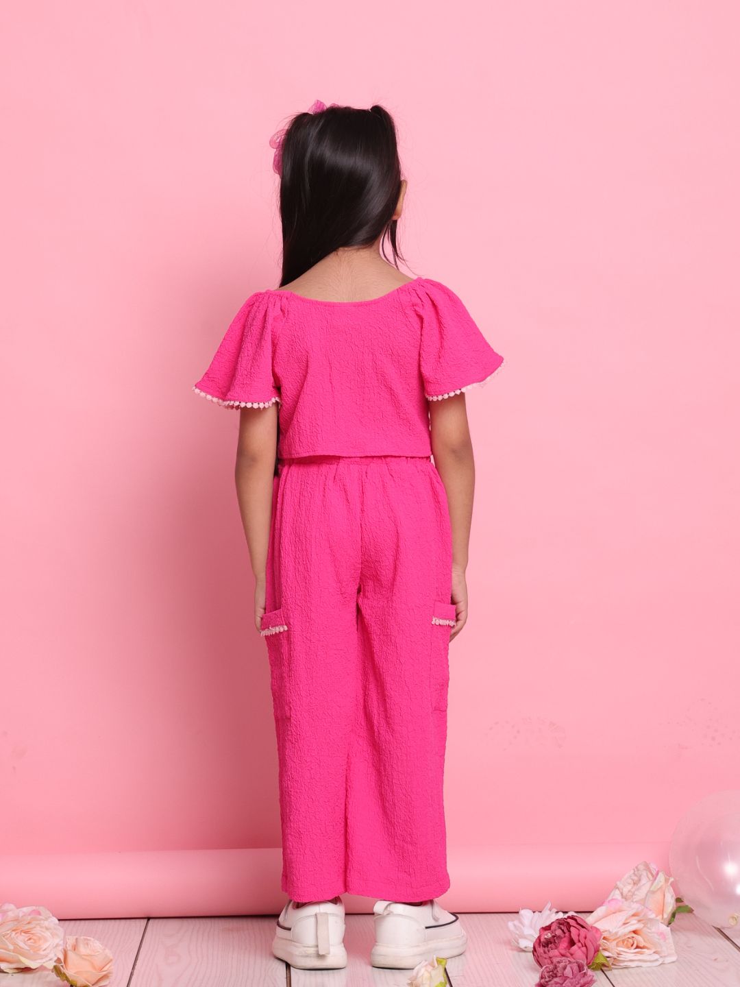girls-magenta-co-ord-set-with-front-knot-top-relaxed-pants-summer-casual-wear