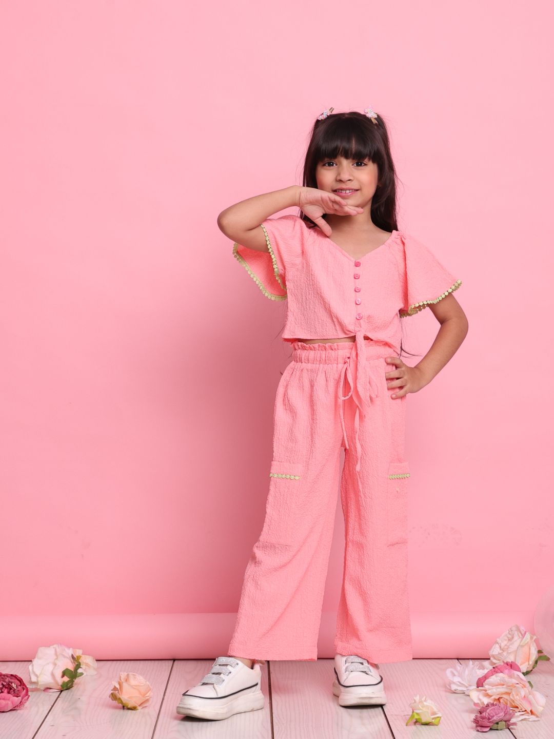 girls-peach-co-ord-set-with-front-knot-top-relaxed-trousers-comfy-summer-outfit