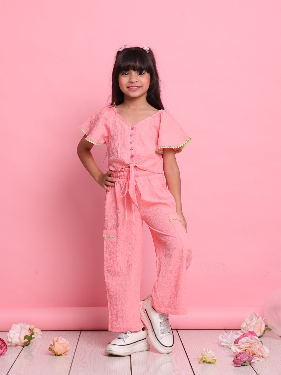 girls-peach-co-ord-set-with-front-knot-top-relaxed-trousers-comfy-summer-outfit