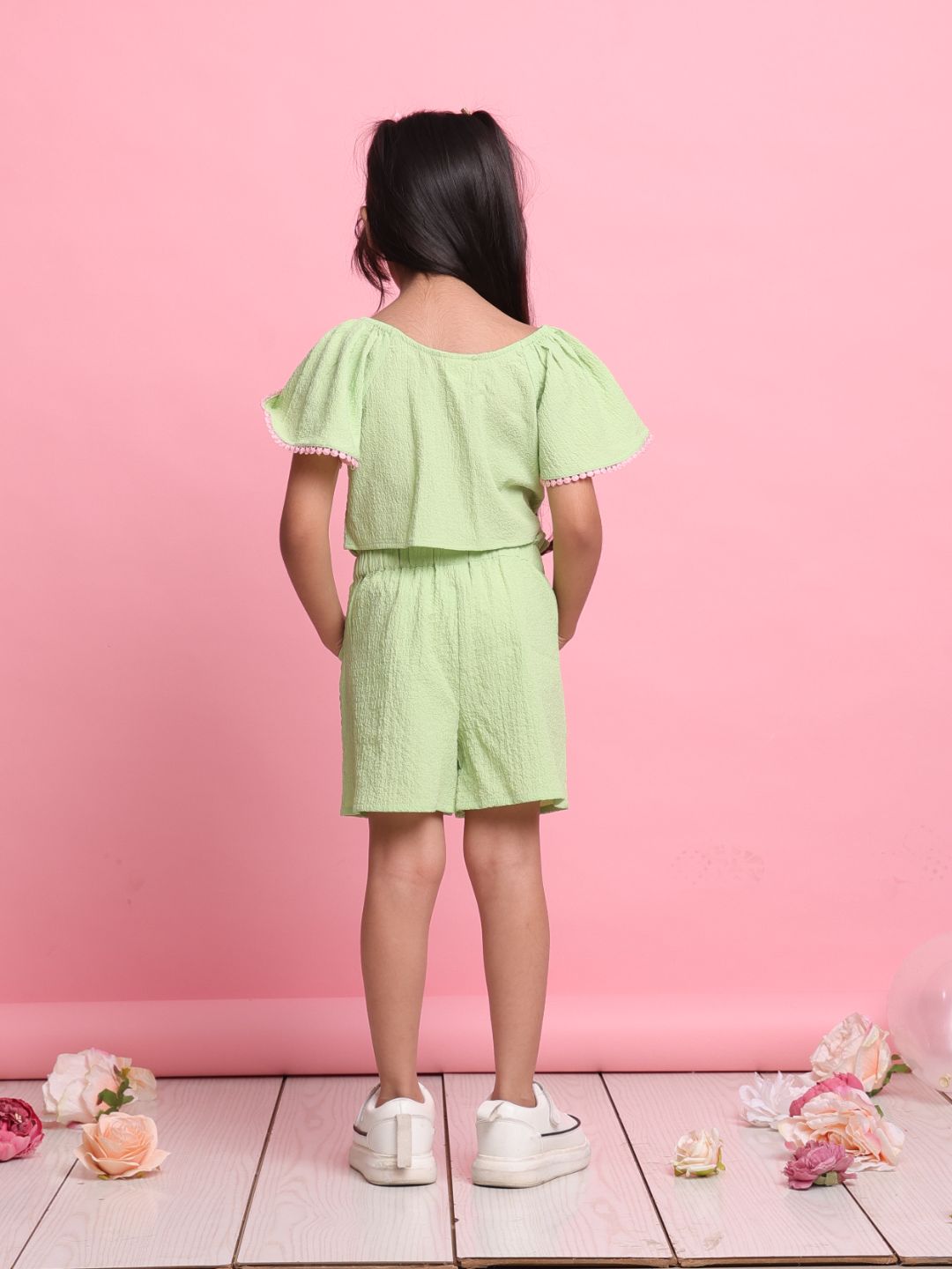 trendy-green-girls-co-ord-set-with-front-knot-top-matching-shorts-summer-style-by-saka-designs