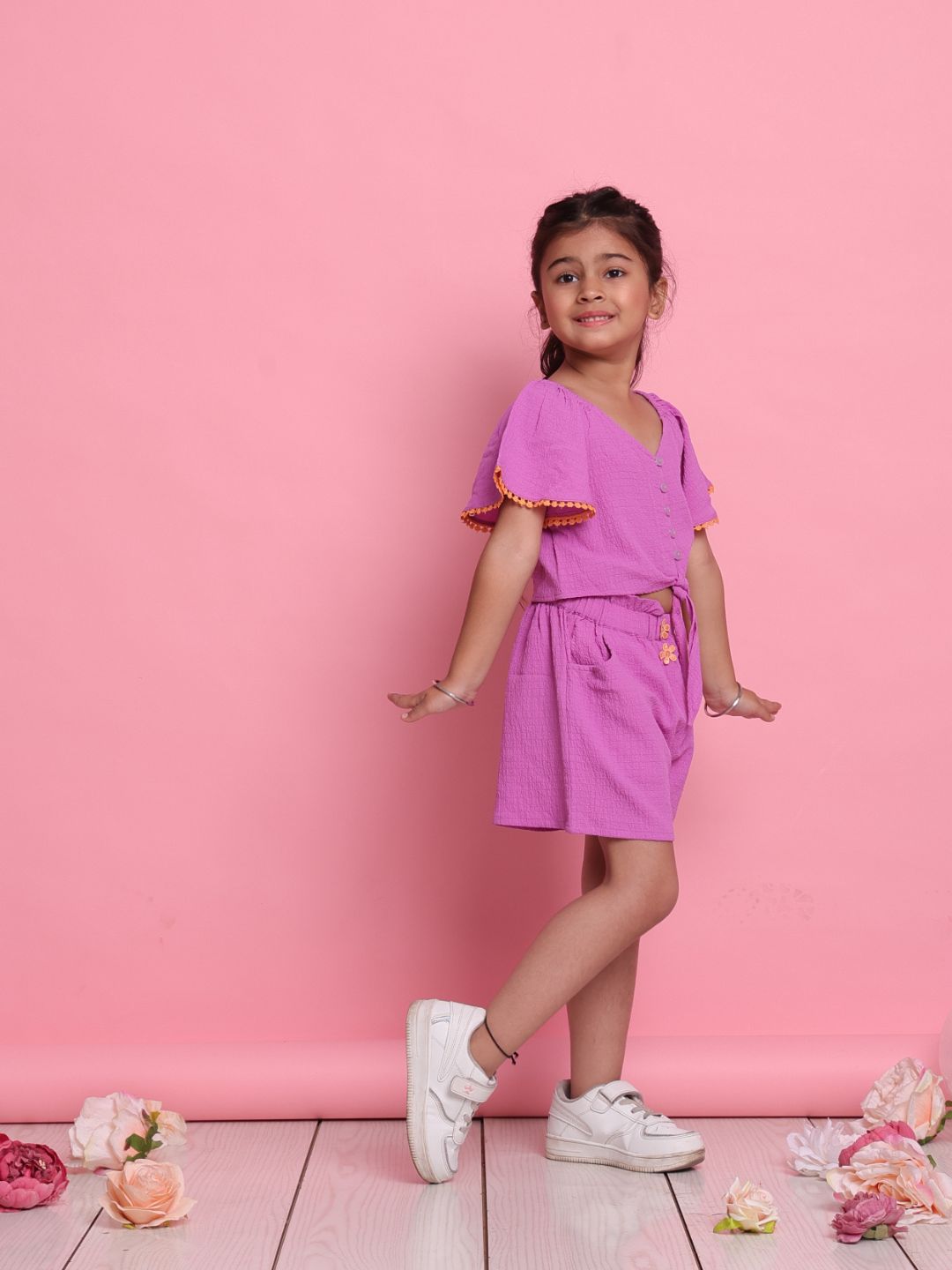 girls-lilac-co-ord-set-with-front-knot-top-high-waist-shorts-summer-outfit-for-kids