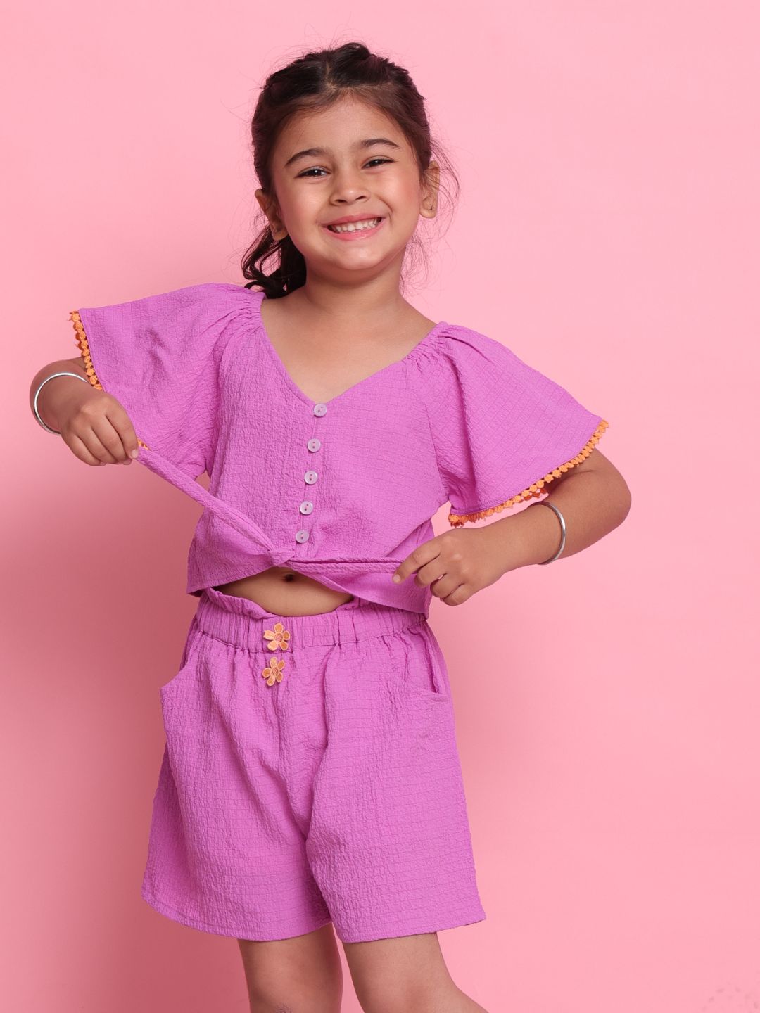 girls-lilac-co-ord-set-with-front-knot-top-high-waist-shorts-summer-outfit-for-kids