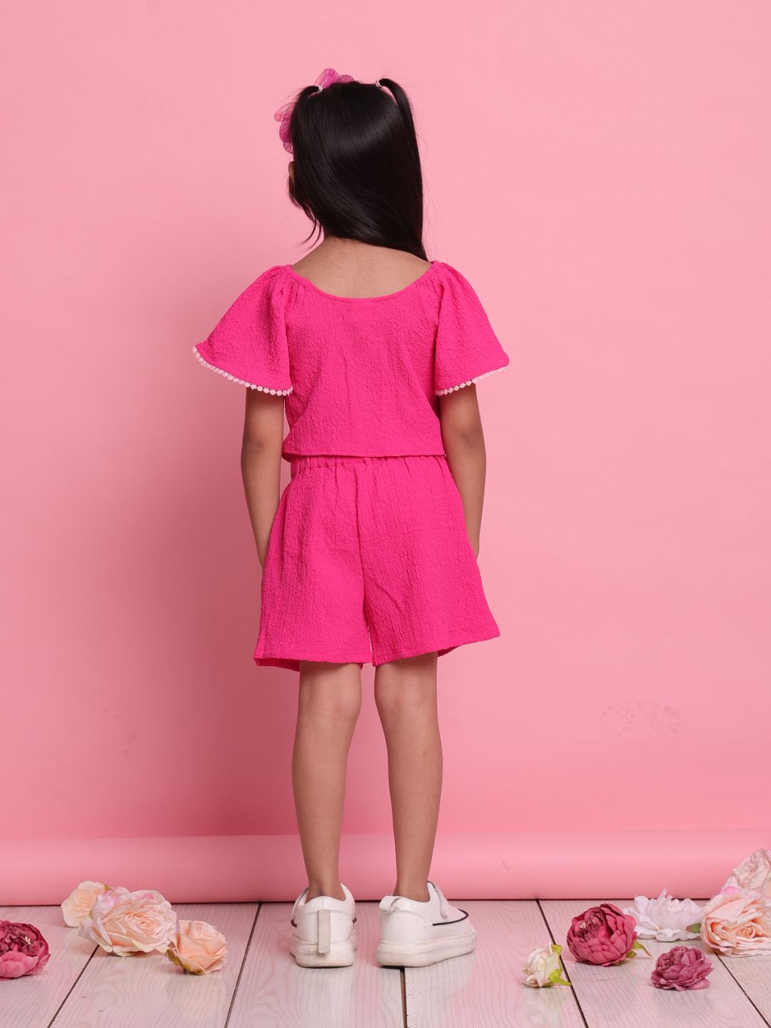 girls-magenta-co-ord-set-with-front-knot-top-shorts-summer-casual-outfit