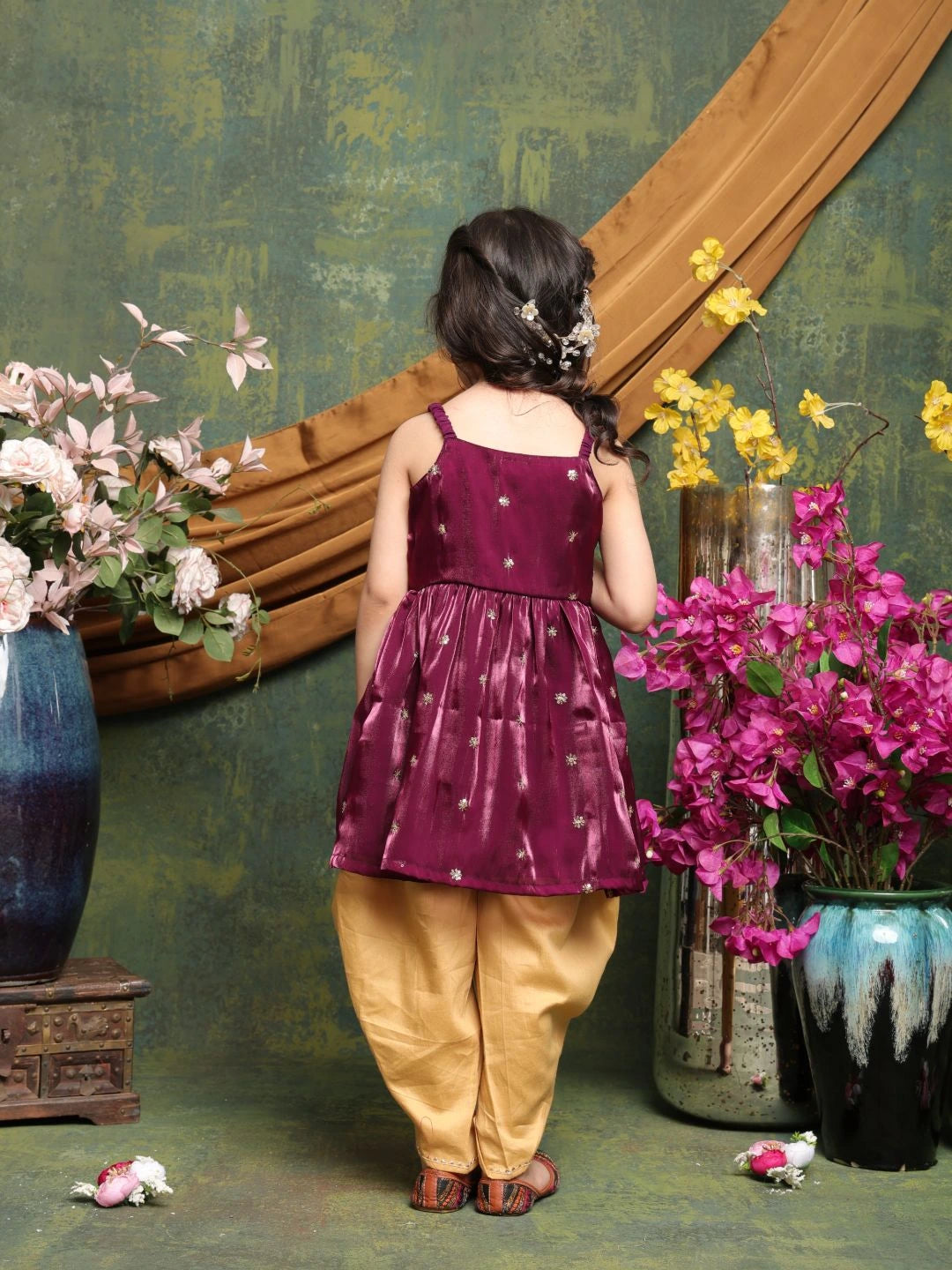 girls-plum-purple-silk-kurti-with-mustard