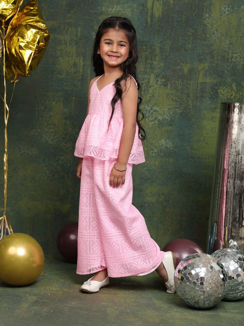 girls-pink-lace-co-ord-set-sleeveless-peplum-top-with-wide-leg-pants-saka-designs