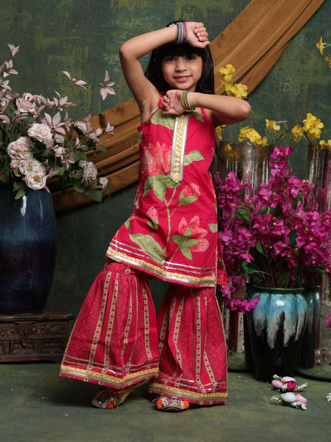 girls-red-floral-kurti-with-printed-sharara-ethnic-cotton-festive-wear-saka-designs