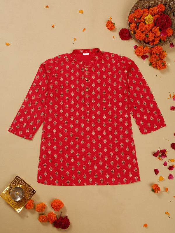 saka-designs-boys-foil-printed-kurta-for-effortless-elegance-dark-peach