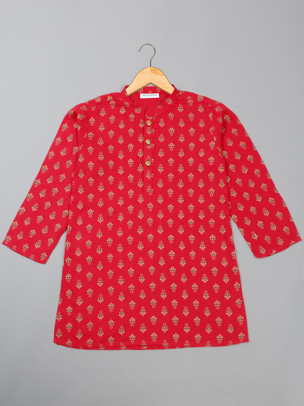 saka-designs-boys-foil-printed-kurta-for-effortless-elegance-dark-peach