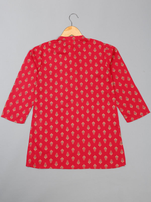 saka-designs-boys-foil-printed-kurta-for-effortless-elegance-dark-peach