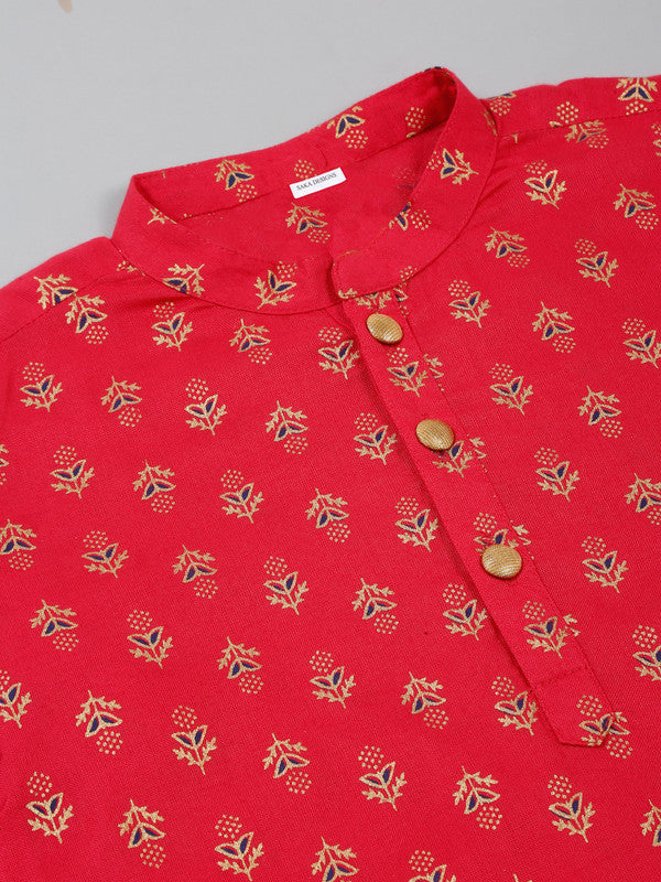 saka-designs-boys-foil-printed-kurta-for-effortless-elegance-dark-peach