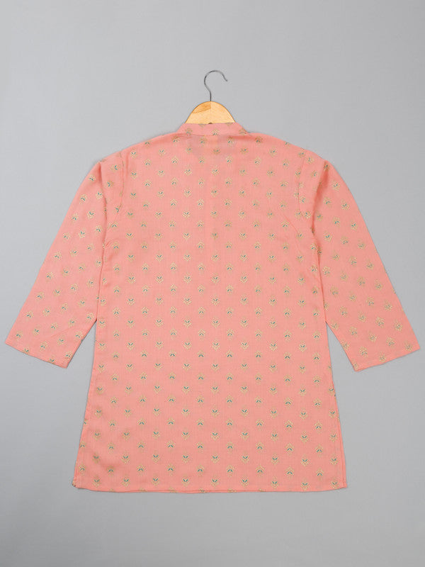 saka-designs-boys-foil-printed-kurta-for-effortless-elegance-peach