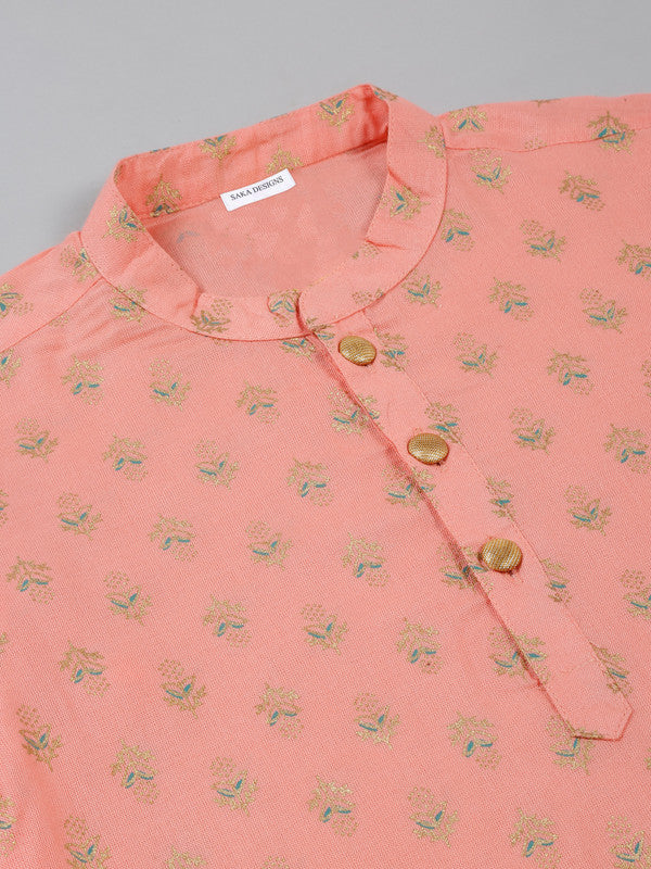 saka-designs-boys-foil-printed-kurta-for-effortless-elegance-peach