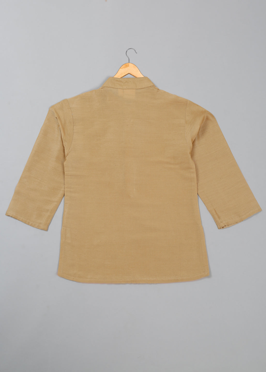 saka-designs-boys-beige-kurta-pajama-with-blue-printed-jacket-ensemble