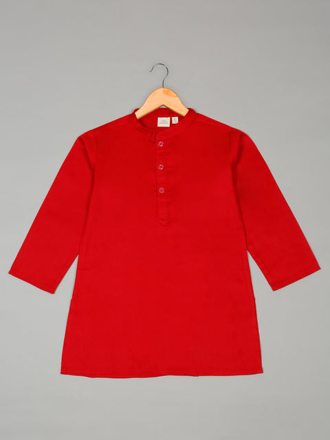 saka-designs-boyss-red-kurta-with-printed-jacket-and-pajama-set