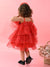 Saka Designs Girls Printed Party Frock With Layered - Red