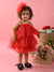 Saka Designs Girls Printed Party Frock With Layered - Red
