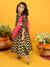 Saka Designs Girls Jacquard Gown With Attached Dupatta - Black & Magenta