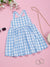 Saka Designs Pure Cotton Blue & White Check A-line Dress for girls