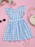 Saka Designs Pure Cotton Blue & White Check Ruffled Fit and Flare Dress for girls