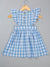 Saka Designs Pure Cotton Blue & White Check Ruffled Fit and Flare Dress for girls