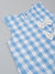 Saka Designs Pure Cotton Blue & White Check Bow attached Dress For Girls