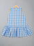 Saka Designs Pure Cotton Blue & White Check Bow attached Dress For Girls