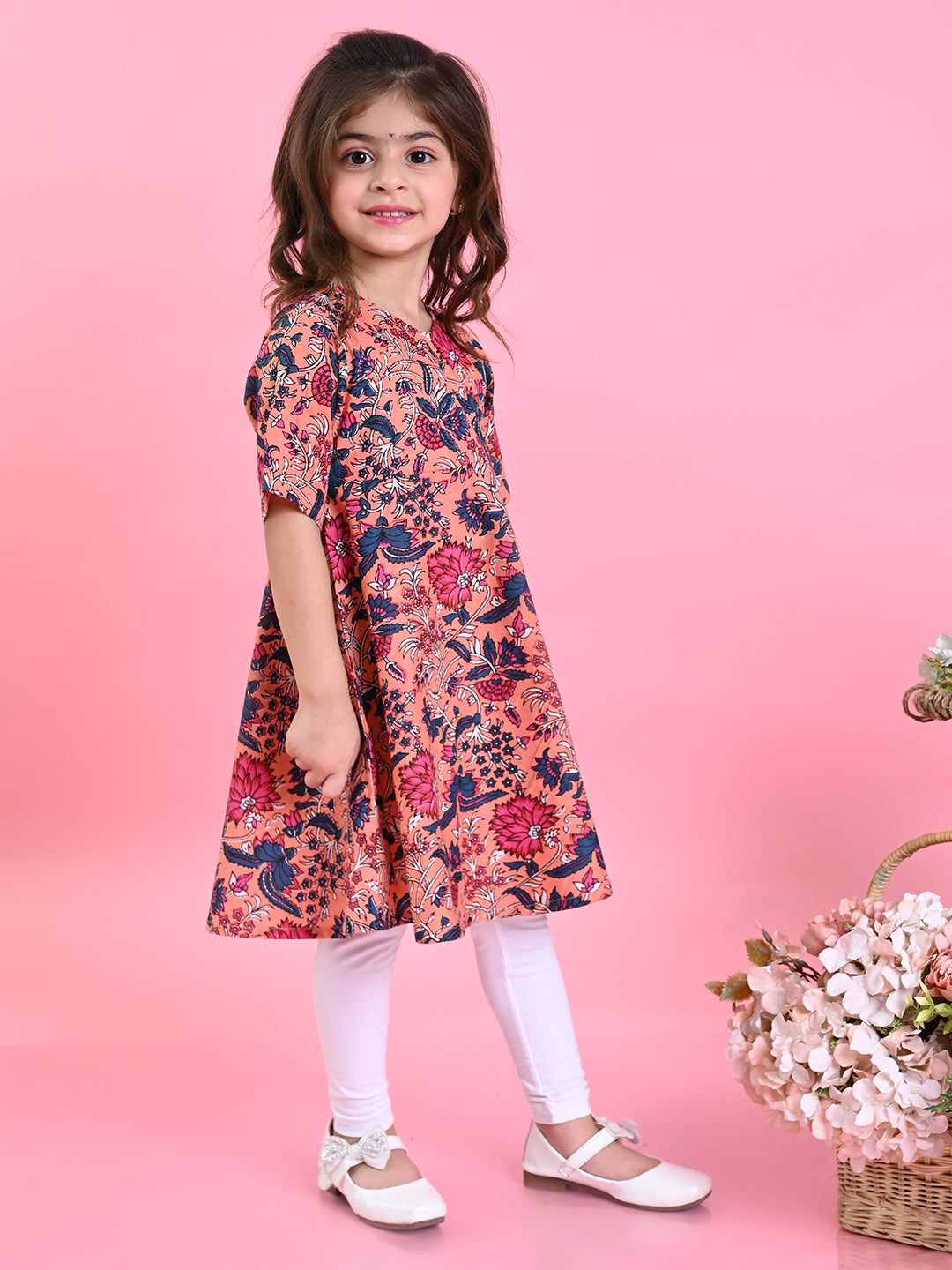 saka-designs-girls-dark-peach-cotton-prinetd-kurta