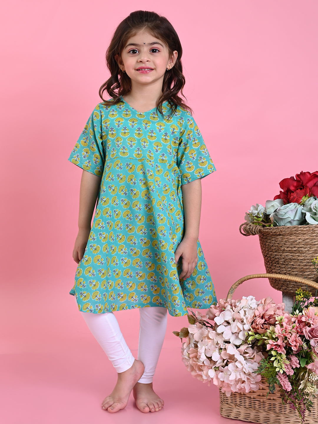 saka-designs-girls-blue-cotton-prinetd-kurta