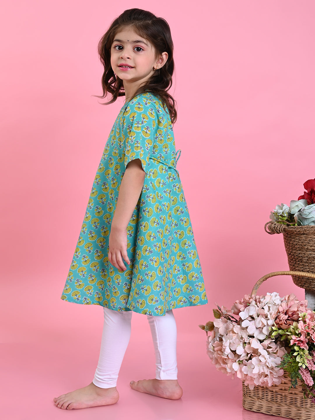 saka-designs-girls-blue-cotton-prinetd-kurta