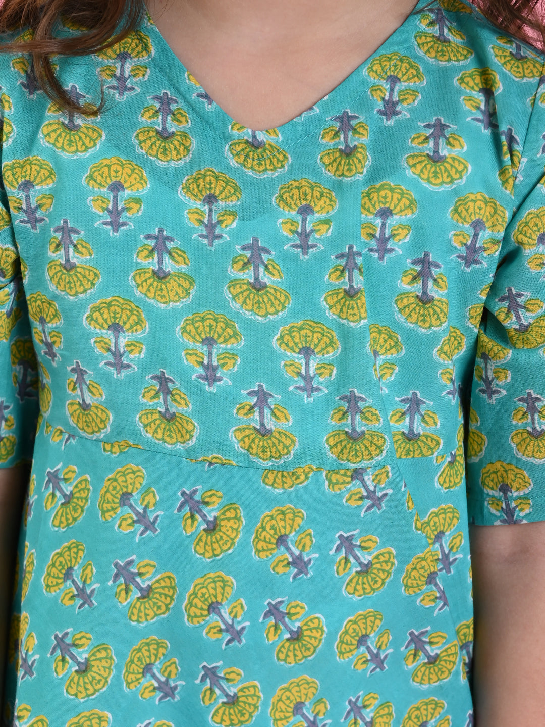 saka-designs-girls-blue-cotton-prinetd-kurta