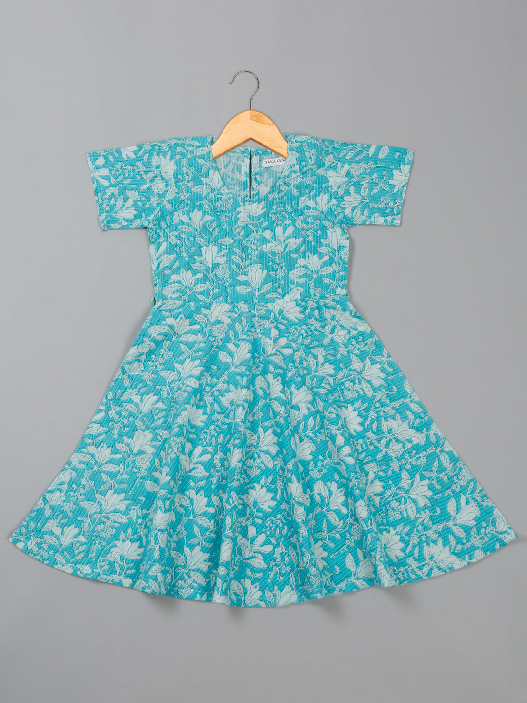 saka-designs-girls-blue-cotton-printed-kurta-for-effortless-style