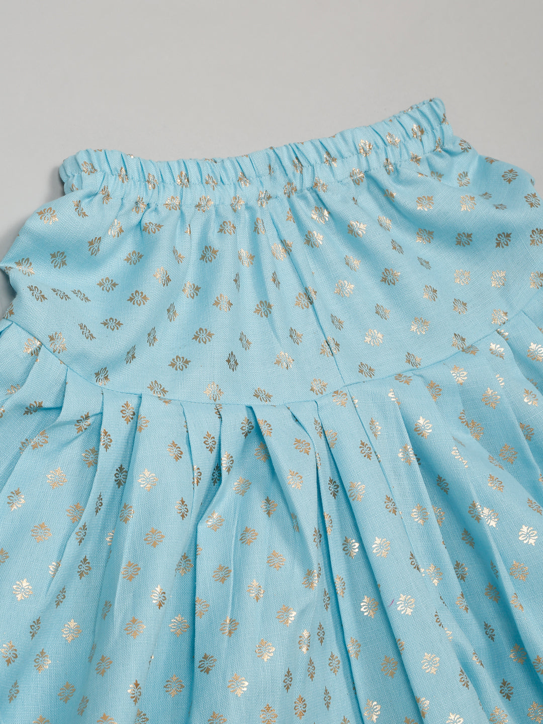 saka-designs-girls-cotton-blend-foil-printed-jhabla-with-dhoti-ensemble