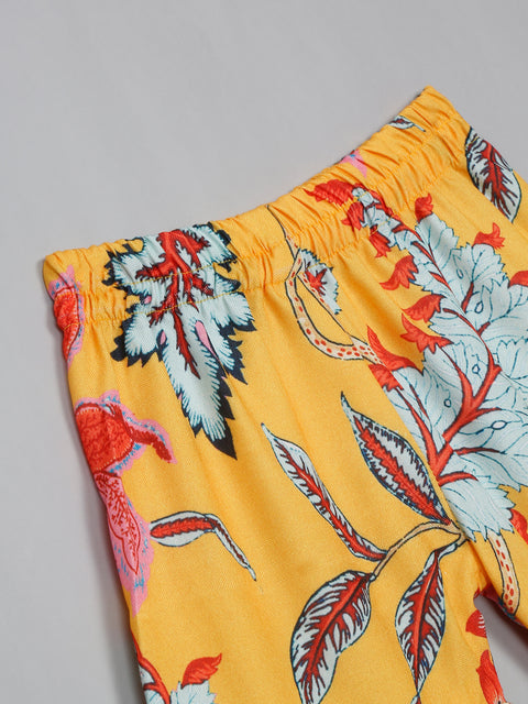 Saka Designs Floral Yellow Sharara Kurta For Girls