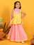 Saka Designs Girls Printed Lehenga Choli With Dupatta - Yellow & Pink