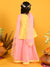 Saka Designs Girls Printed Lehenga Choli With Dupatta - Yellow & Pink
