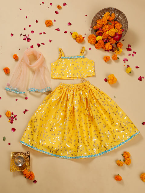 saka-designs-square-neck-foil-printed-lehenga-choli-with-dupatta-for-girls-yellow-1