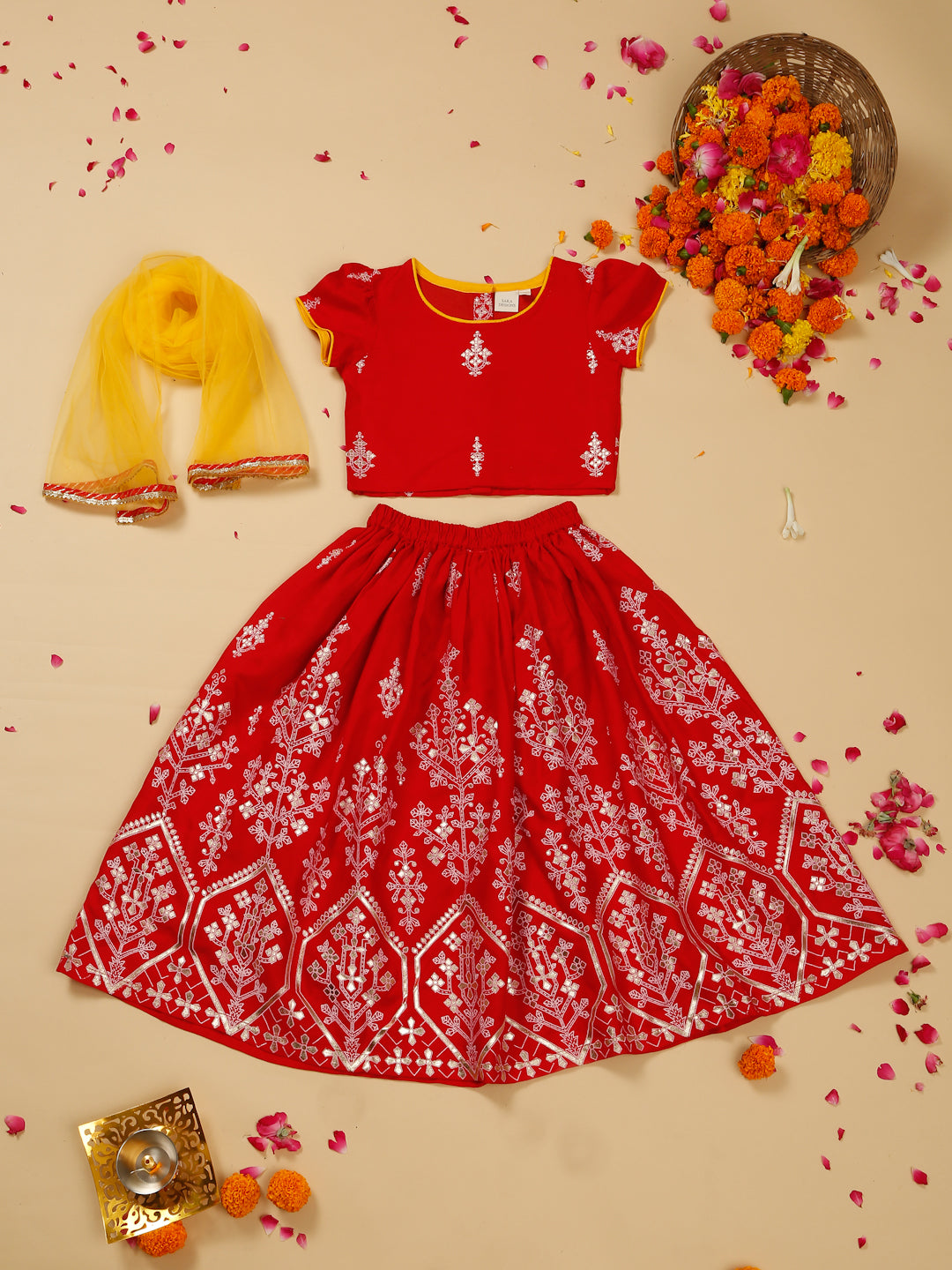 saka-designs-foil-printed-rayon-red-lehenga-choli-with-dupatta