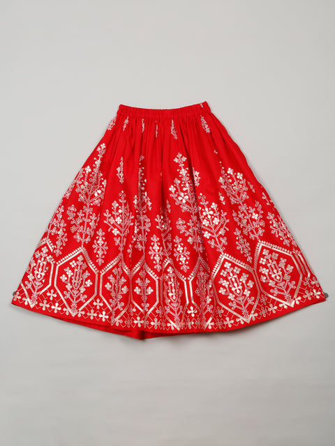 saka-designs-foil-printed-rayon-red-lehenga-choli-with-dupatta