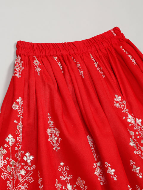 saka-designs-foil-printed-rayon-red-lehenga-choli-with-dupatta