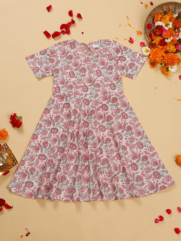 saka-designs-girls-cotton-printed-v-neck-knee-length-half-sleeves-a-line-kurta-pink
