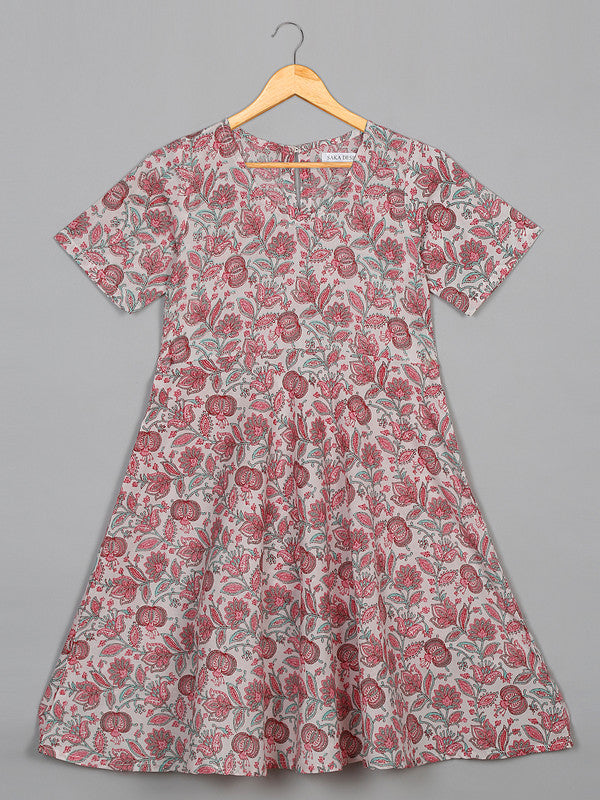 saka-designs-girls-cotton-printed-v-neck-knee-length-half-sleeves-a-line-kurta-pink