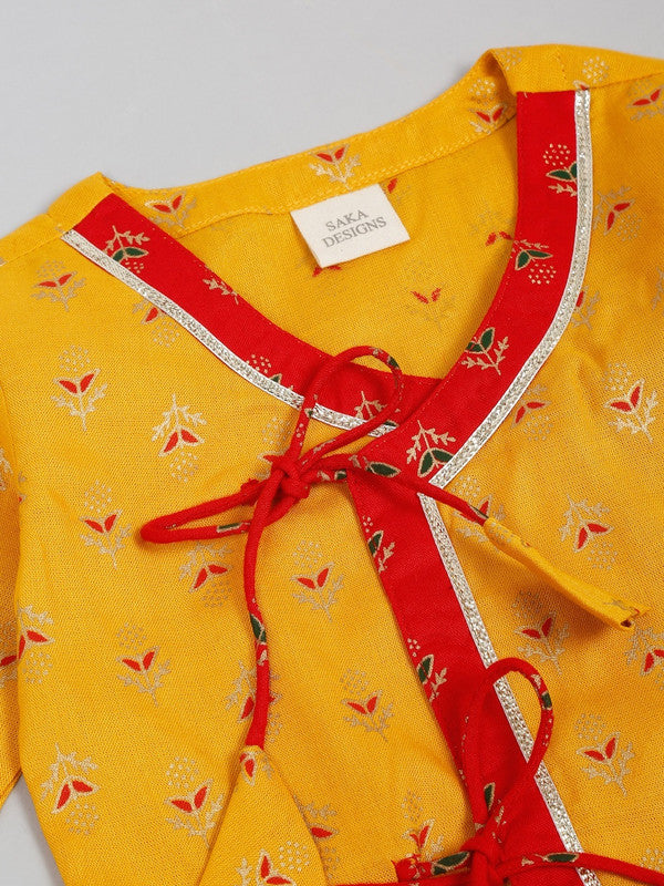 saka-designs-woven-full-sleeves-kurta-dhoti-set-with-cap-booties-bandhani-print-red-yellow