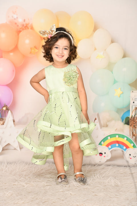 Saka Designs Green Girl's Above Knee Dress