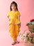 Saka Designs Bandhani Yellow Cotton Printed Kurta Dhoti For Girls