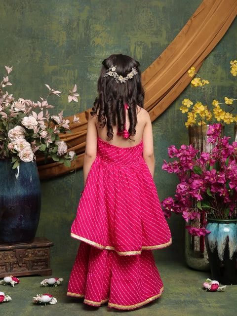 girls-pink-bandhani-halter-kurti